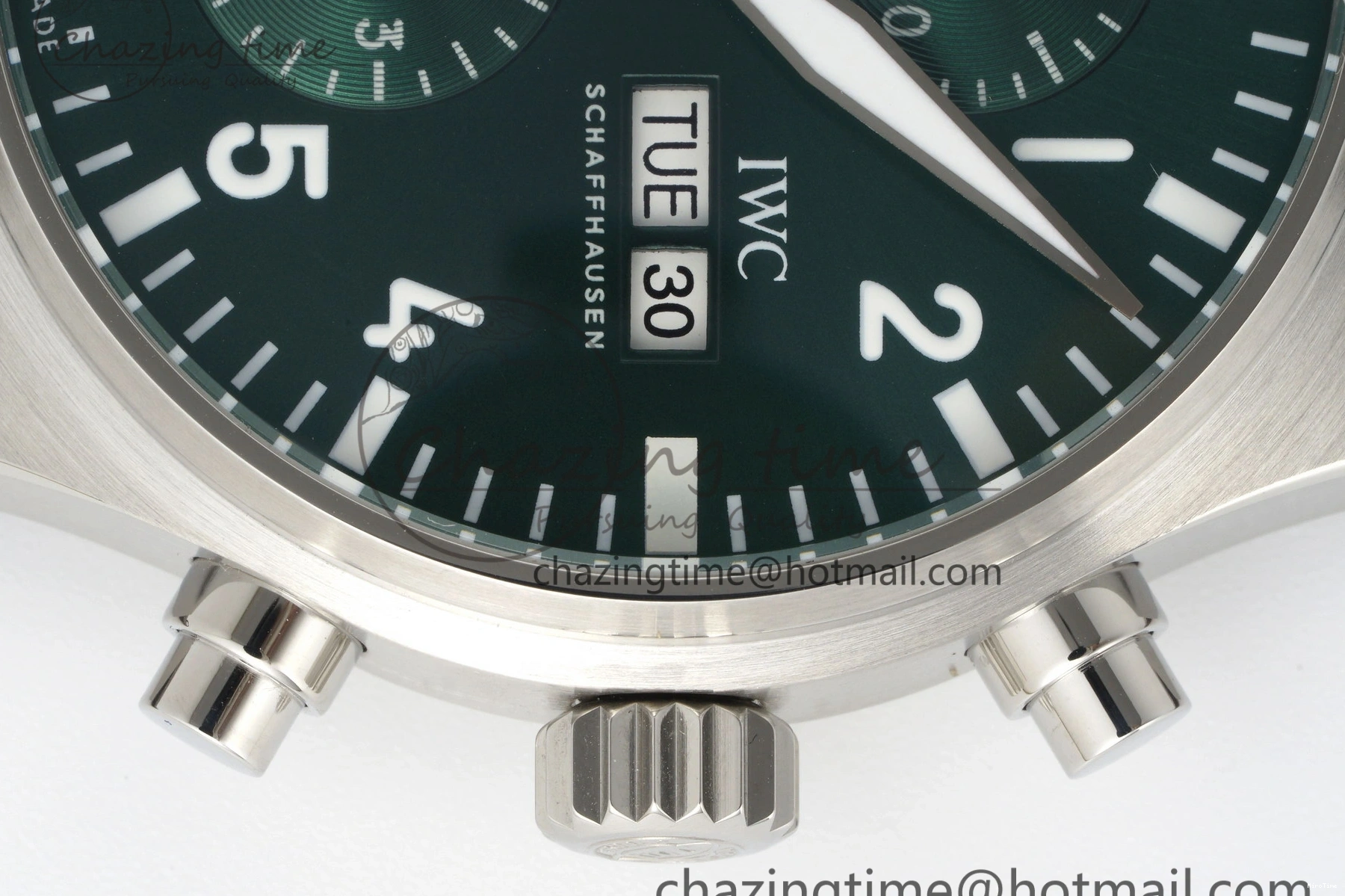 MIROTIME 0312 Bright Pilot Chrono SS AZF 1:1 Best Edition Green Dial on Brown Leather Strap A 7059